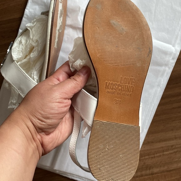 Pre-owned Love Moschino White Sandals -Size 38 - Picture 7 of 11